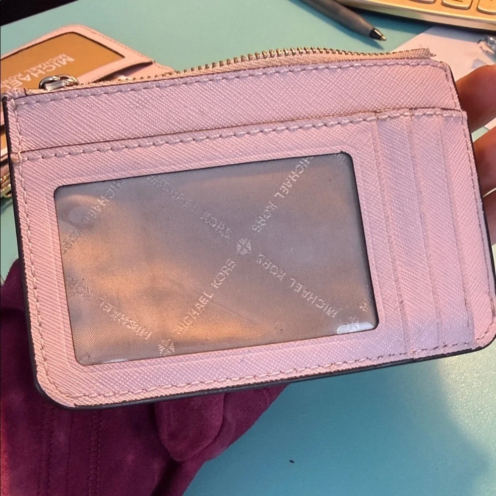 Michael Kors Blush Card Holder with Keyring pink wallet coin purse MK designer
